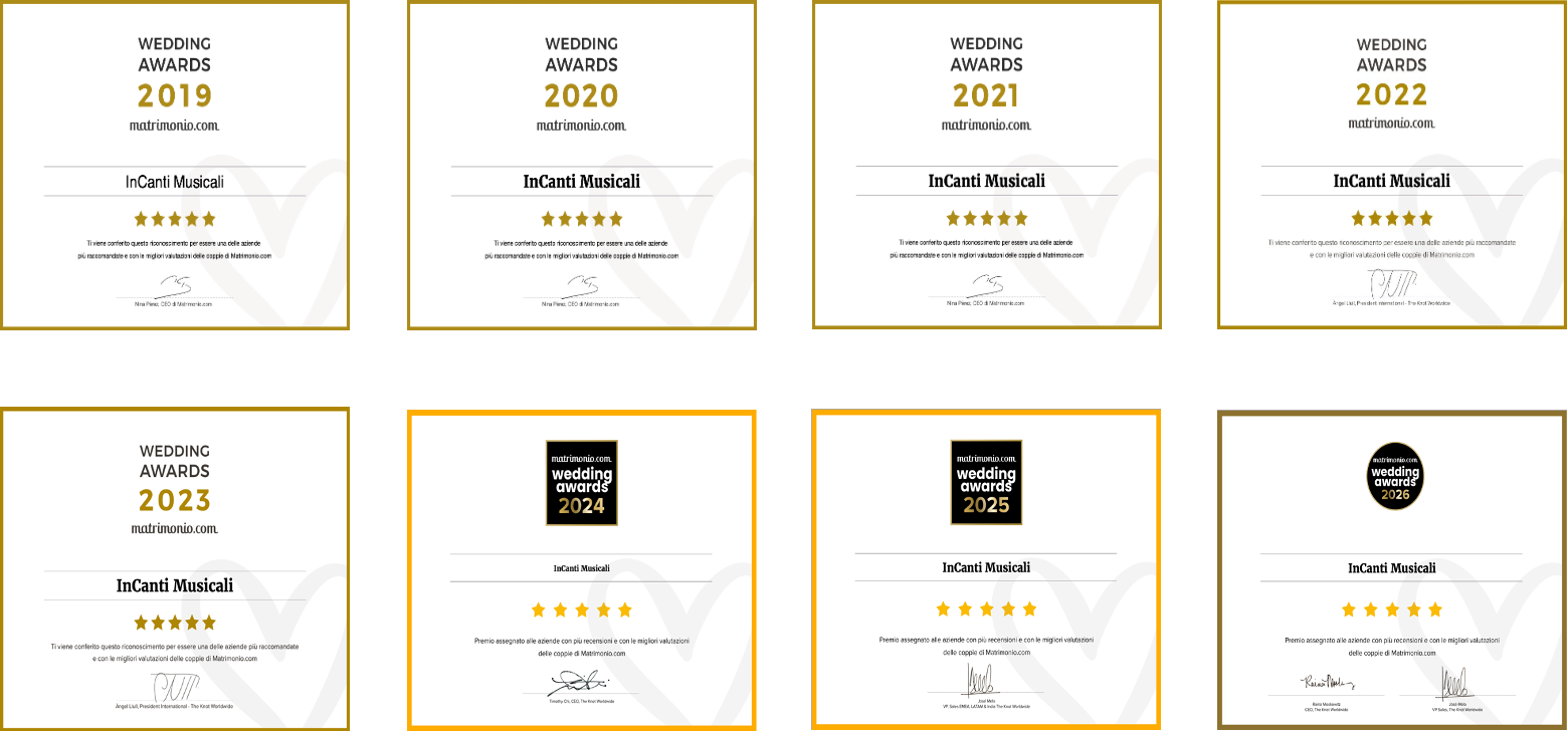 Wedding Awards Matrimonio.com 2019–2026 di InCanti Musicali – Venezia